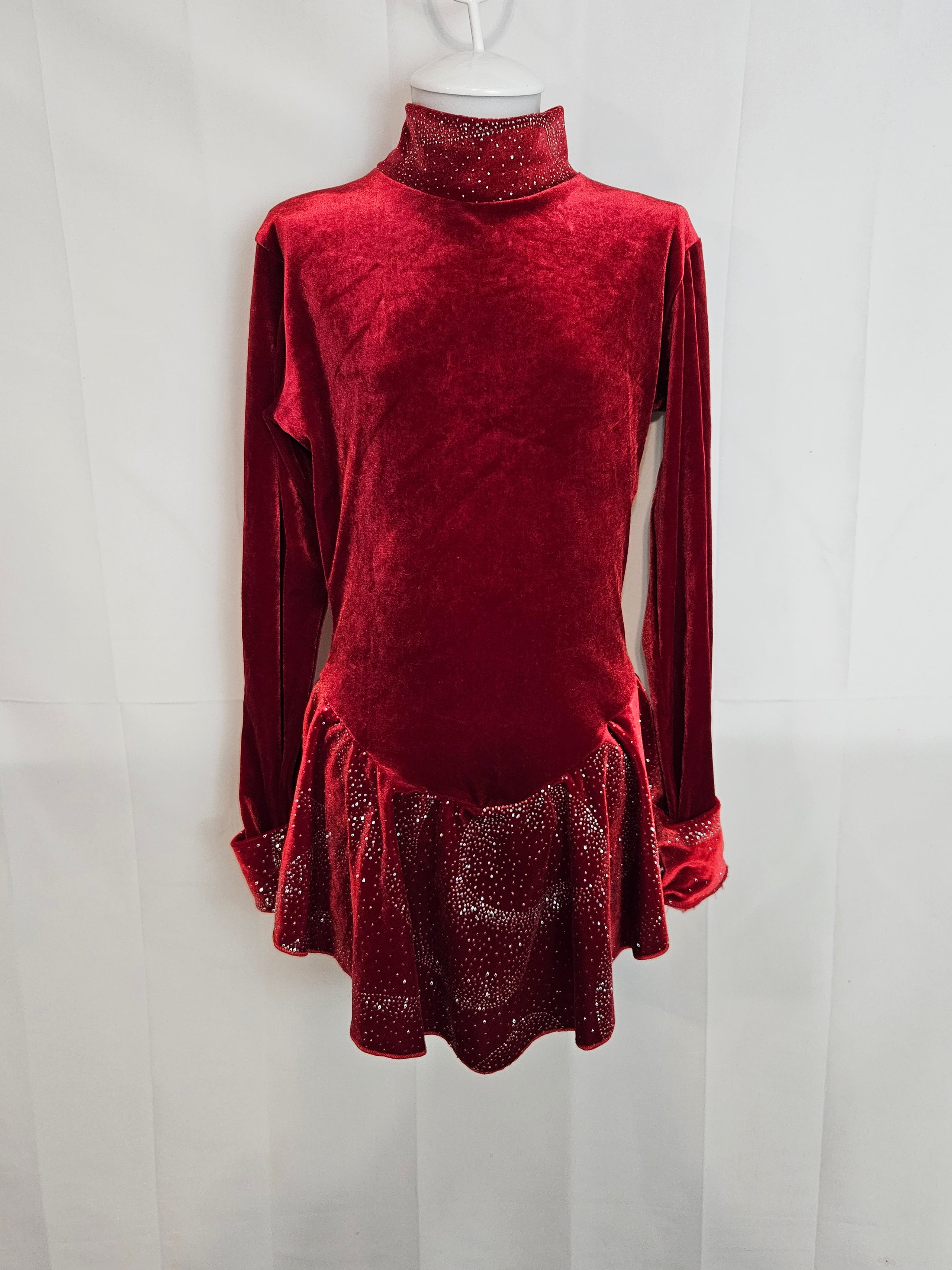 102057643 Motionwear Red Glitter Dress Adult Small Simply Skating