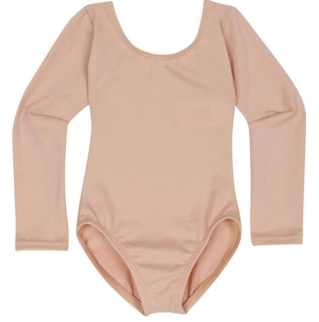 Leotard Boutique Long Sleeve Leotard Beige Youth Small & Medium